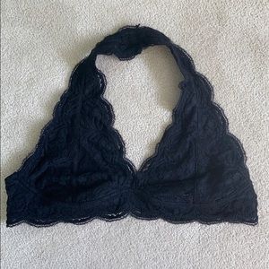 Back Clasp Halter Black Bralette